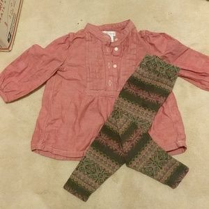 PINTUCKED TOP & LEGGING SET, DEEP ROSE, 18 MOS